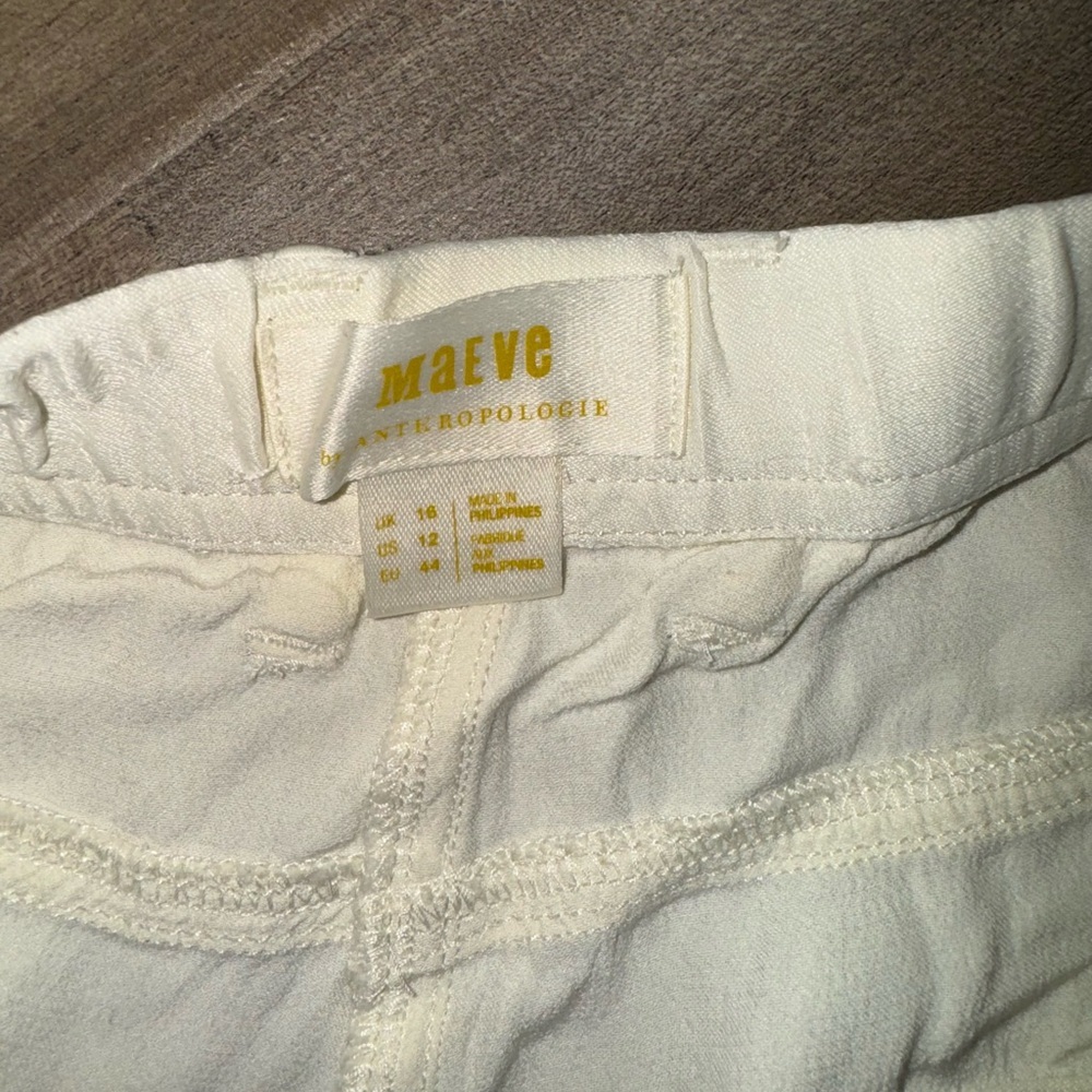 Anthropologie Cream Satin Utility trousers. Super soft, zero flaws. EUC - Picture 6 of 12